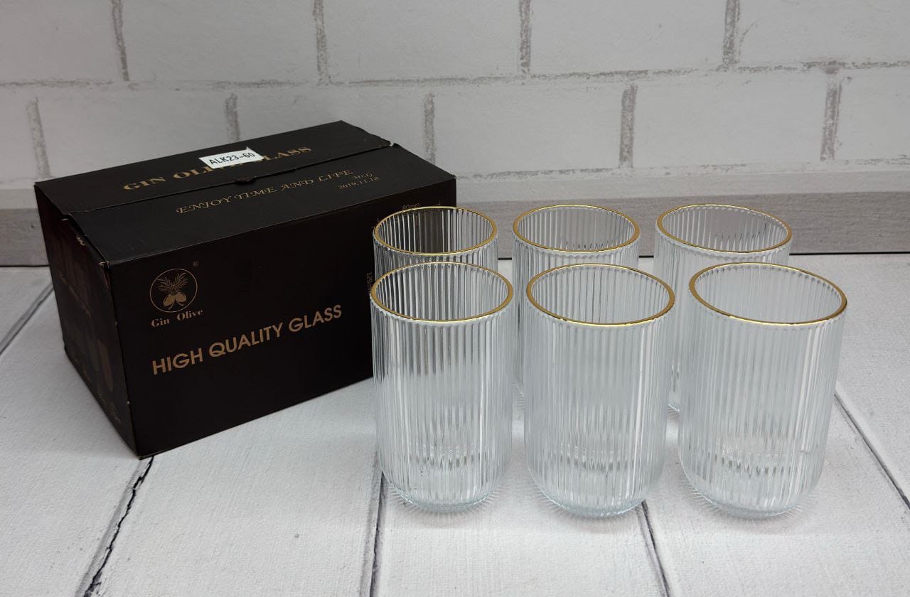 Набор стеклянных стаканов “Ribbed Glass” 6 шт (280 мл / 440 мл)